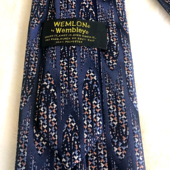 Wembley Other - Wemlon by Wembley Vintage Tie Navy with Peach Stitching 4 inch width